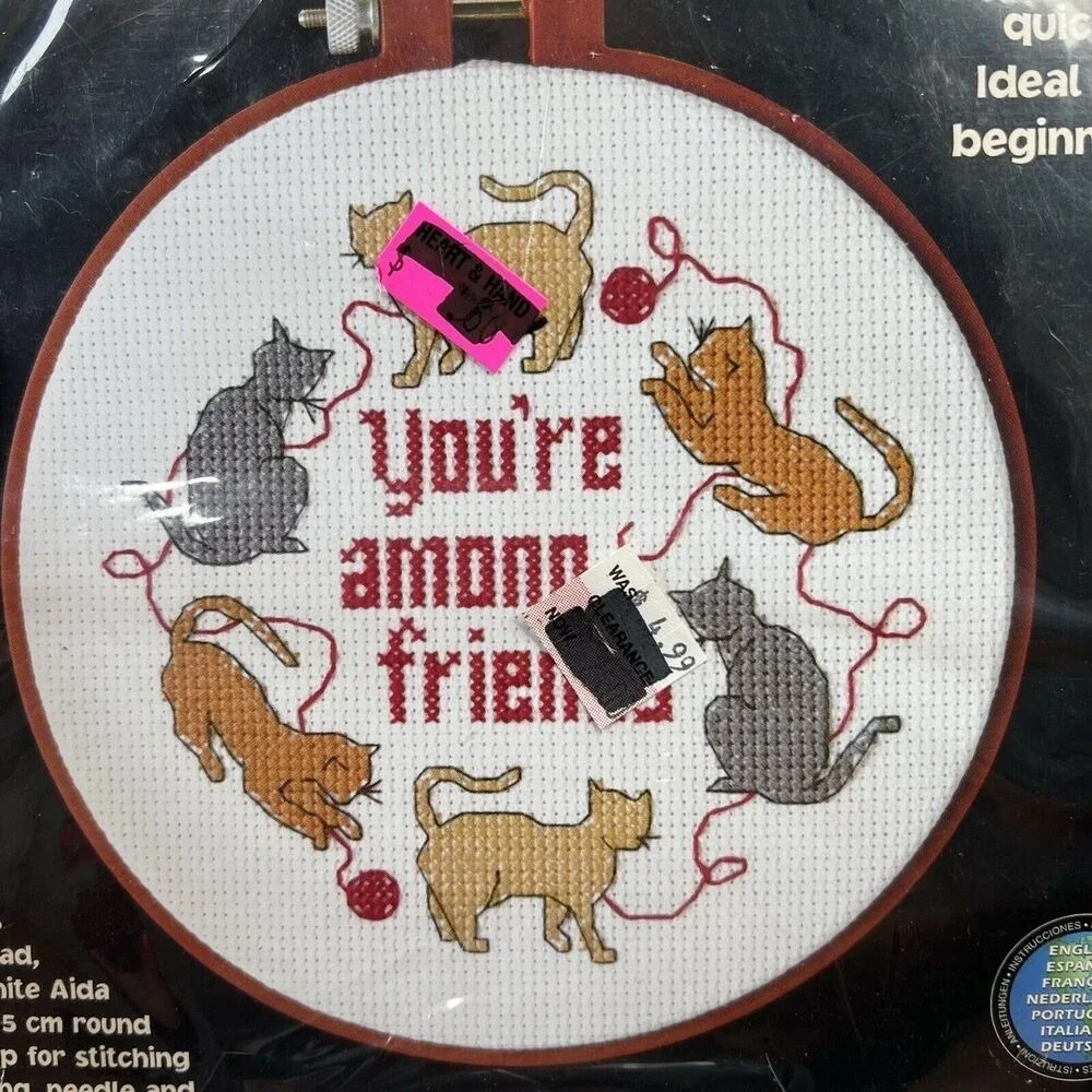 Dimensions Counted Cross Stitch Kit Among Friends‎ Cats #72663 Learn a Craft NEW